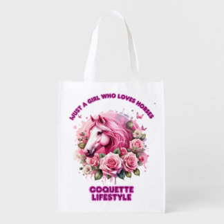 "Wild Rose Spirit"Coquette Grocery Bag