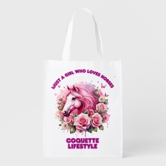 "Wild Rose Spirit"Coquette  Grocery Bag (Front)