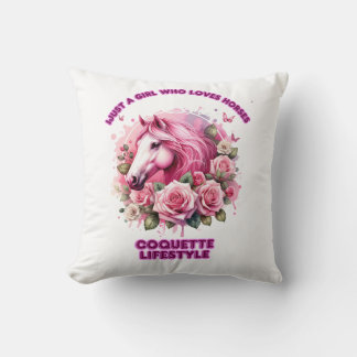 "Wild Rose Spirit"Coquette Woman T Shirt Throw Pillow
