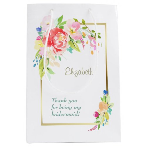 Wild Rose Spring Bouquet Bridesmaid Medium Gift Bag