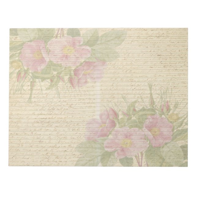 Wild rose vintage handwriting notepad  (Front)