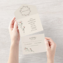 Wild Rose Wedding All in One Wedding Invite