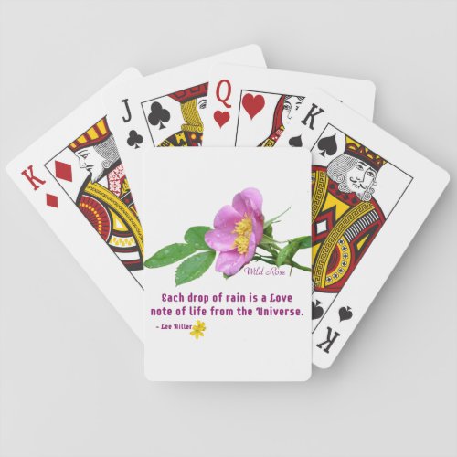 Wild Rose Wildflower Rain Quote Playing Cards