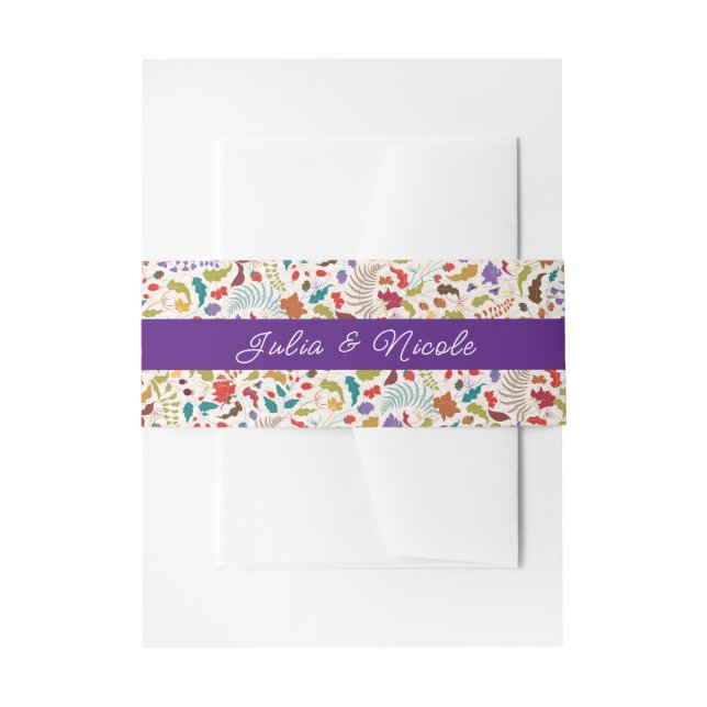 Wild Rose Woods Exotic Flower Garden Wedding Invitation Belly Band (Front Example)