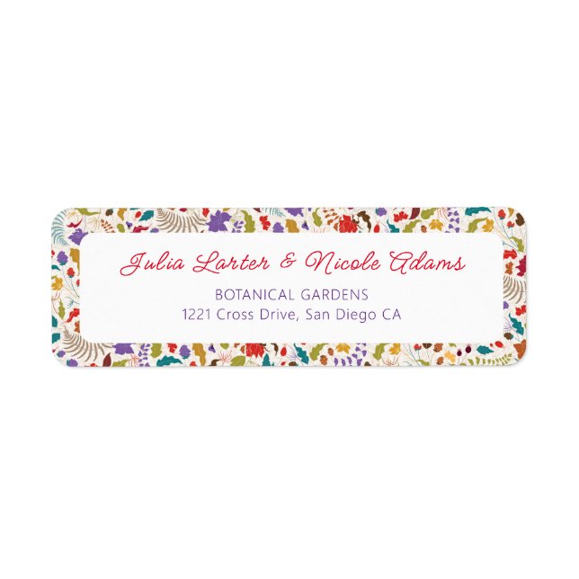 Wild Rose Woods Exotic Flower Garden Wedding Label (Front)