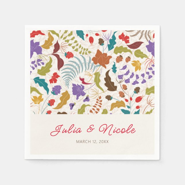 Wild Rose Woods Exotic Flower Garden Wedding Napkins (Front)