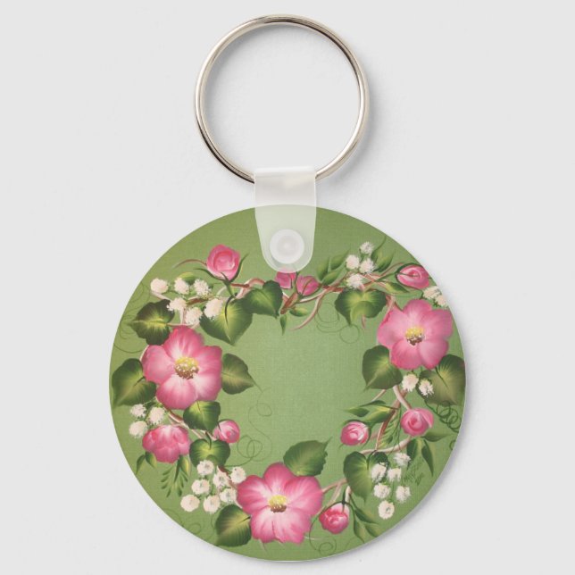 Wild Rose Wreath Keychain (Front)
