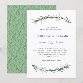 Wild Rosemary Botanical Bridal Shower Invitation