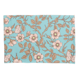 Wild roses and butterflies /pink/brown/pool pillow case