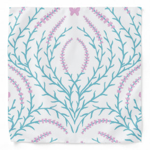 Wild roses and butterflies /pink/pale green/yellow bandana