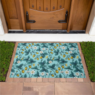 Wild roses and butterflies /pink/pale green/yellow doormat
