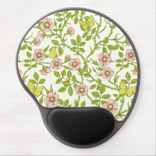 Wild roses and butterflies /pink/pale green/yellow gel mouse pad