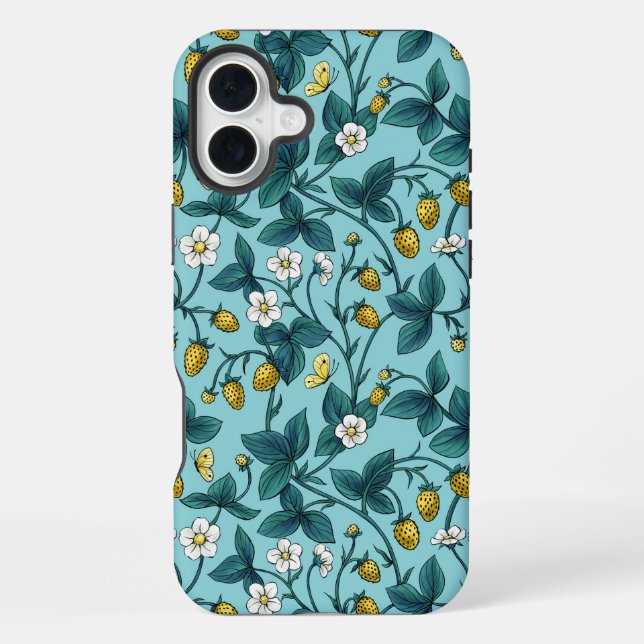 Wild roses and butterflies /pink/pale green/yellow iPhone case (Back)