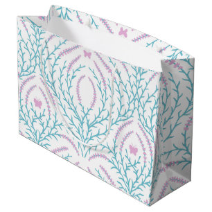 Wild roses and butterflies /pink/pale green/yellow large gift bag