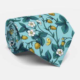 Wild roses and butterflies /pink/pale green/yellow neck tie