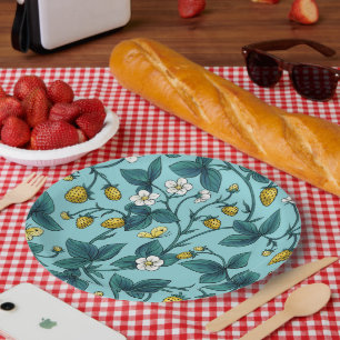 Wild roses and butterflies /pink/pale green/yellow paper plates