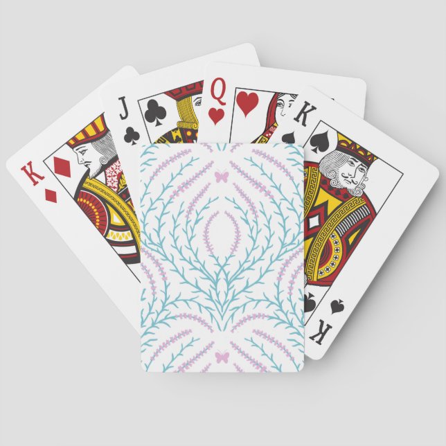 Wild roses and butterflies /pink/pale green/yellow poker cards (Back)