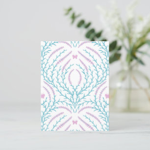 Wild roses and butterflies /pink/pale green/yellow postcard