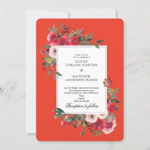 Wild Roses and Cherry Tomatoe Color Invitation