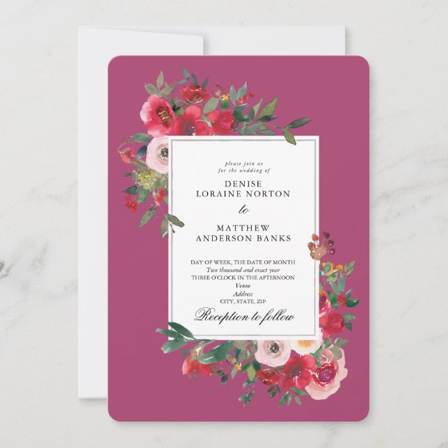 Wild Roses and Desert Rose Color Invitation (Front)