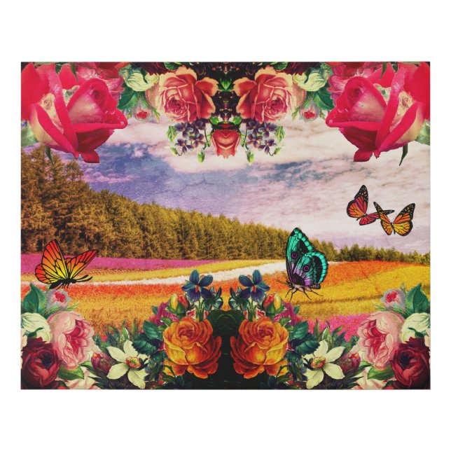 Wild Roses and Rainbows Faux Canvas Print (Front)