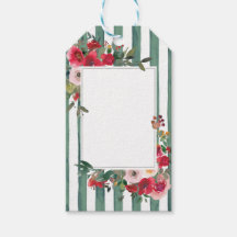 Wild Roses & Basil Green Stripes Wine Label