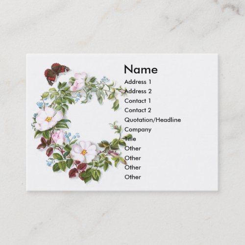 Wild Roses &amp; Butterfly Victorian Trade Card Business Card Templates