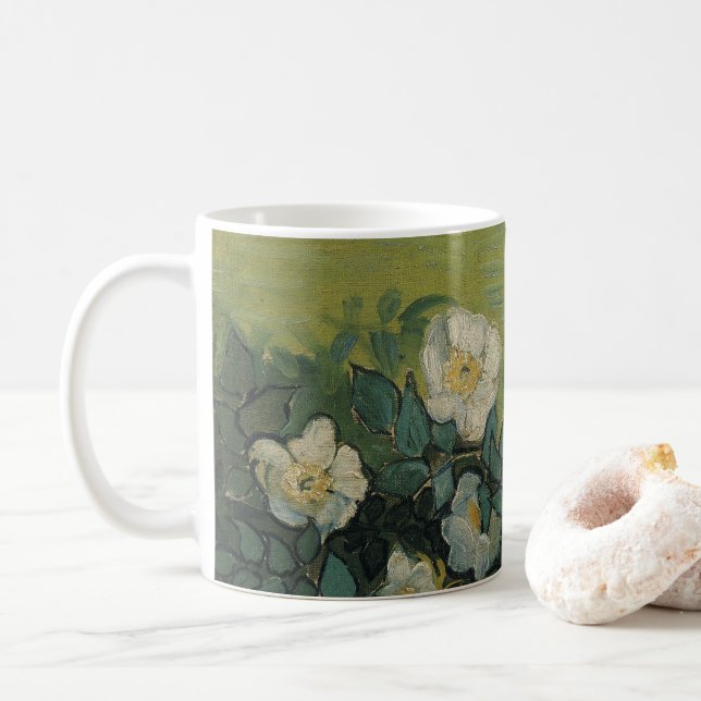 Wild Roses by Vincent van Gogh Coffee Mug (With Donut)