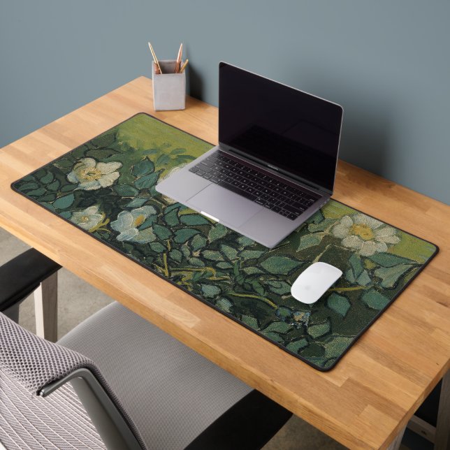 Wild Roses by Vincent van Gogh Desk Mat (Office 2)