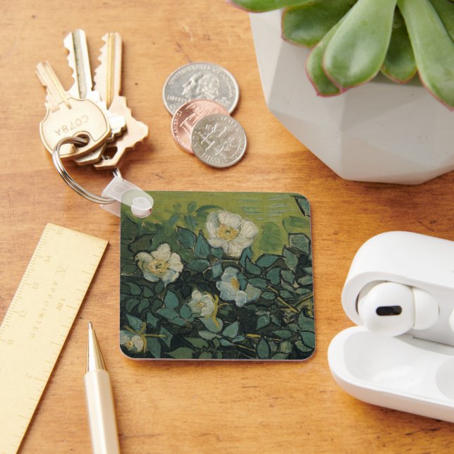 Wild Roses by Vincent van Gogh Keychain (Desk)