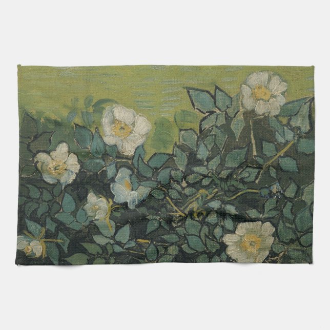 Wild Roses by Vincent van Gogh Kitchen Towel (Horizontal)