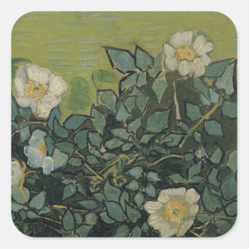 Wild Roses by Vincent van Gogh Square Sticker