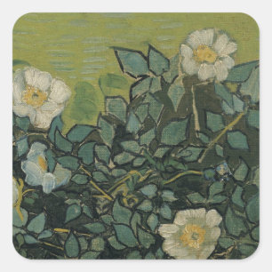 Wild Roses by Vincent van Gogh Square Sticker