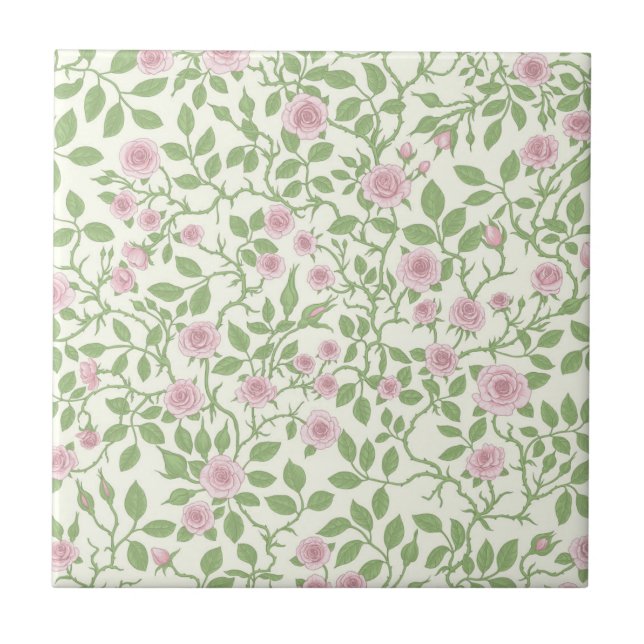 Wild roses  ceramic tile (Front)