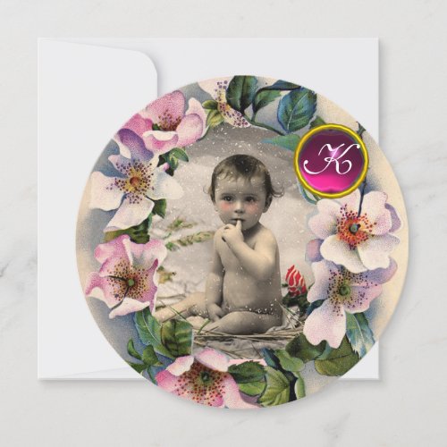 WILD ROSES CROWN STORK BABY SHOWER PHOTO TEMPLATE