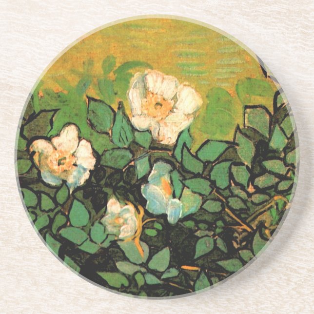 Wild Roses (F597) Van Gogh Fine Art Sandstone Coaster (Front)