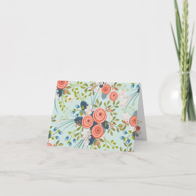 Wild Roses Floral Garden Blank Notecard (Front)