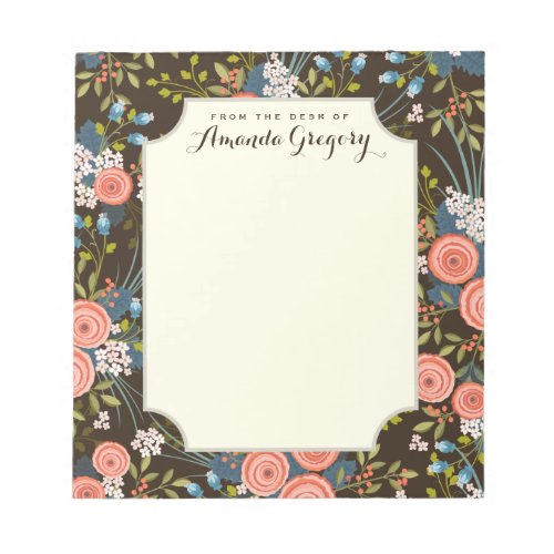 Wild Roses Floral Garden Personalized Notepad