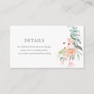 Wild Roses Greenery Floral Wedding Details Enclosure Card