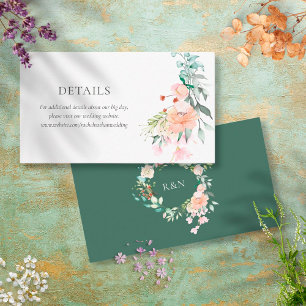 Wild Roses Greenery Floral Wedding Details Enclosure Card
