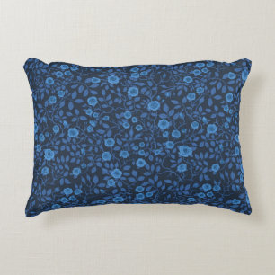 Wild roses in blue accent pillow