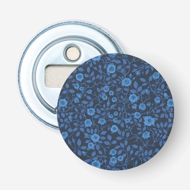 Wild roses in blue bottle opener (Front)