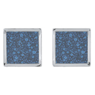 Wild roses in blue cufflinks