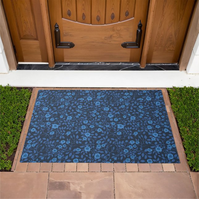 Wild roses in blue doormat (Outdoor)