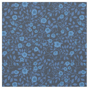 Wild roses in blue fabric