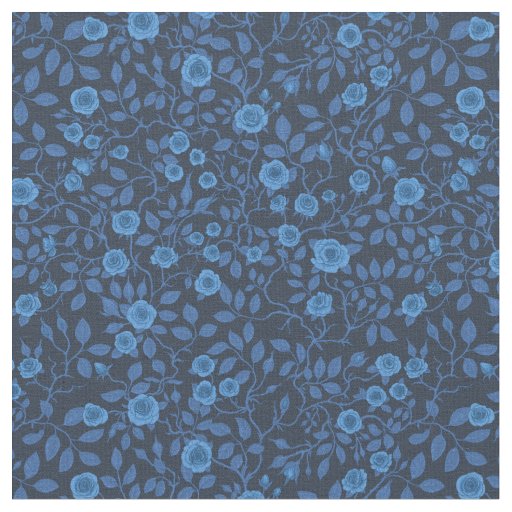 Wild roses in blue fabric