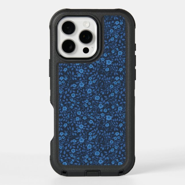 Wild roses in blue otterbox iPhone case (Back)