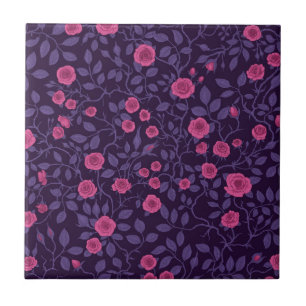 Wild roses in pink and purple ceramic tile