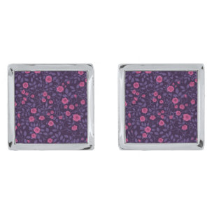 Wild roses in pink and purple cufflinks