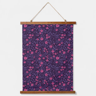 Wild roses in pink and purple hanging tapestry